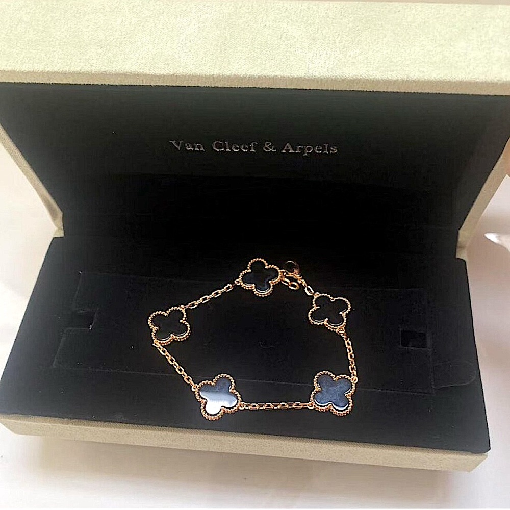 Van Cleef & Arpels Gold and Black Clover Bracelet